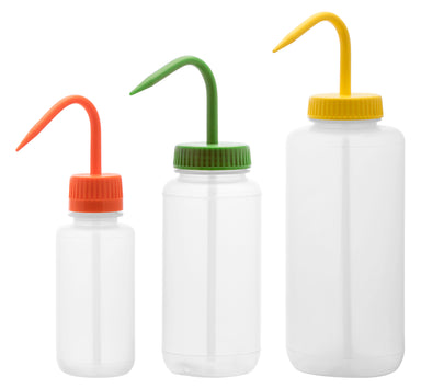 Wash Bottles (LDPE)Premium, wide neck,colored top,250 ml - eiscoindustrial