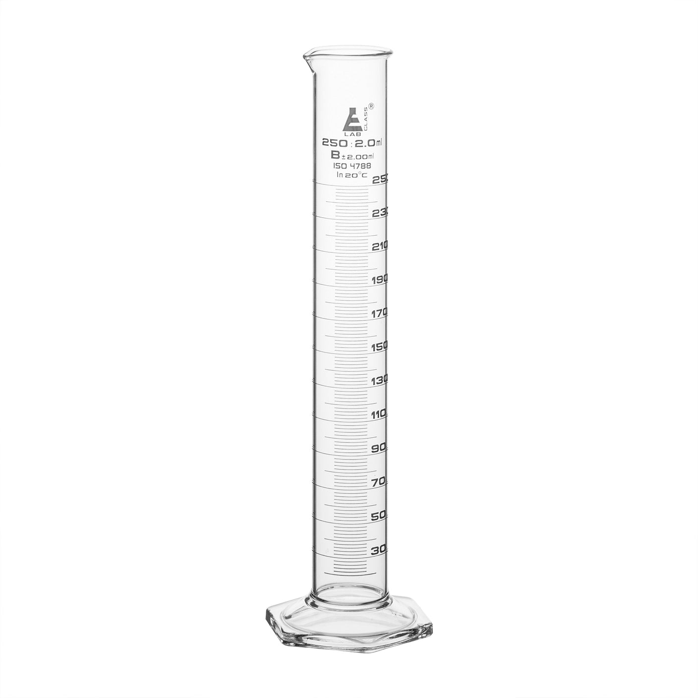 Graduated Cylinders - Glass, Class-A with Hexa Base USP with Individual Work Certificate, Capacity 500ml - eiscoindustrial