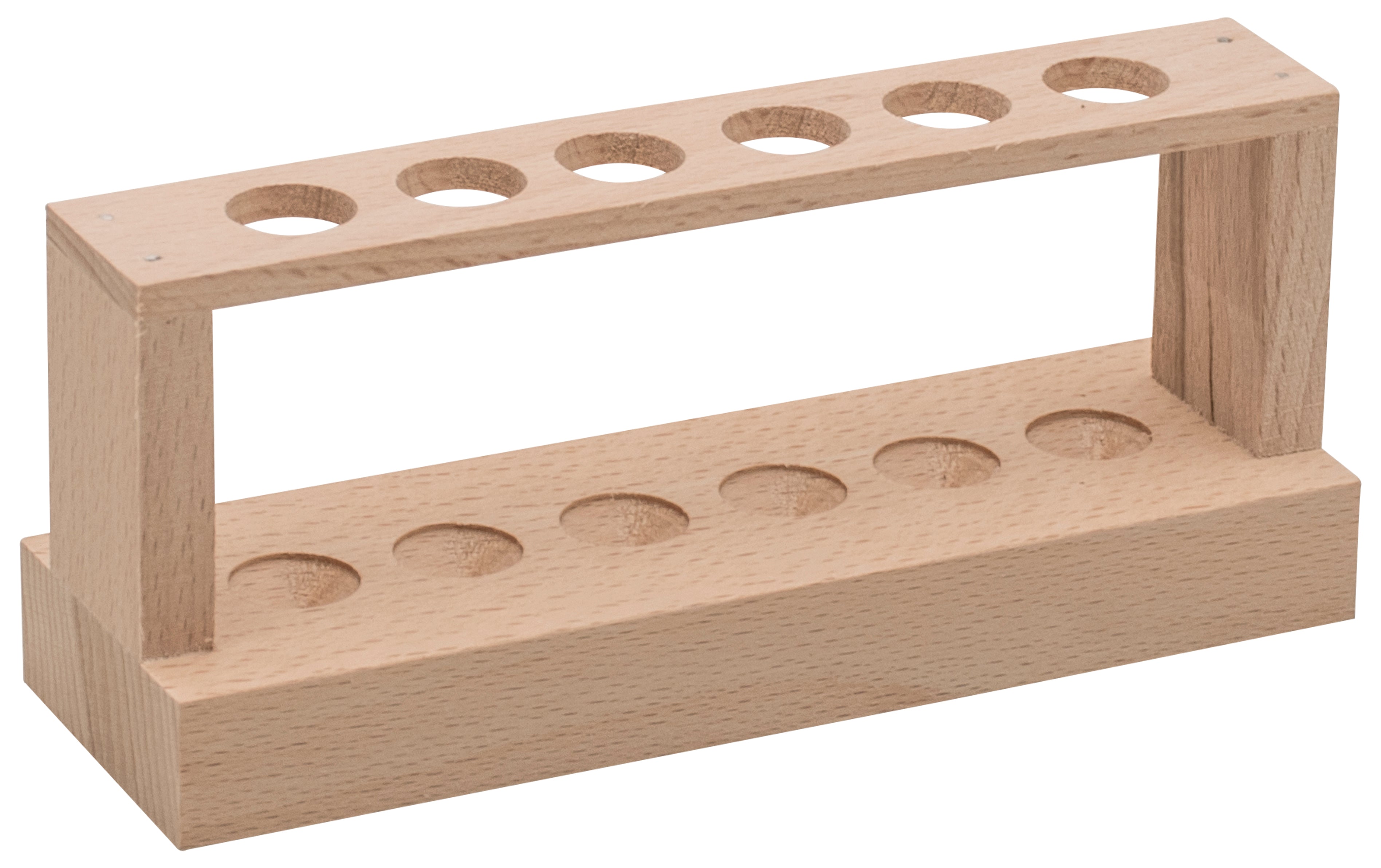 Economical Wooden Test Tube Stands 15mm, 1x6 tubes - eiscoindustrial