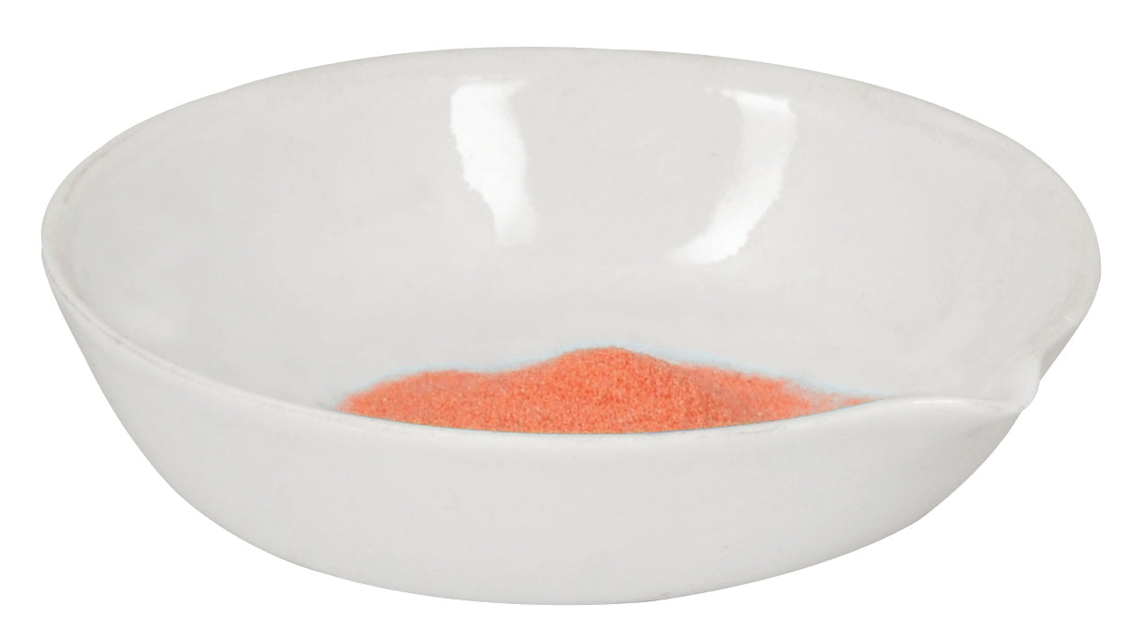 Basin Evaporating, Cap. 50ml, outer dia 75mm, Porcelain, flat form with spout - eiscoindustrial