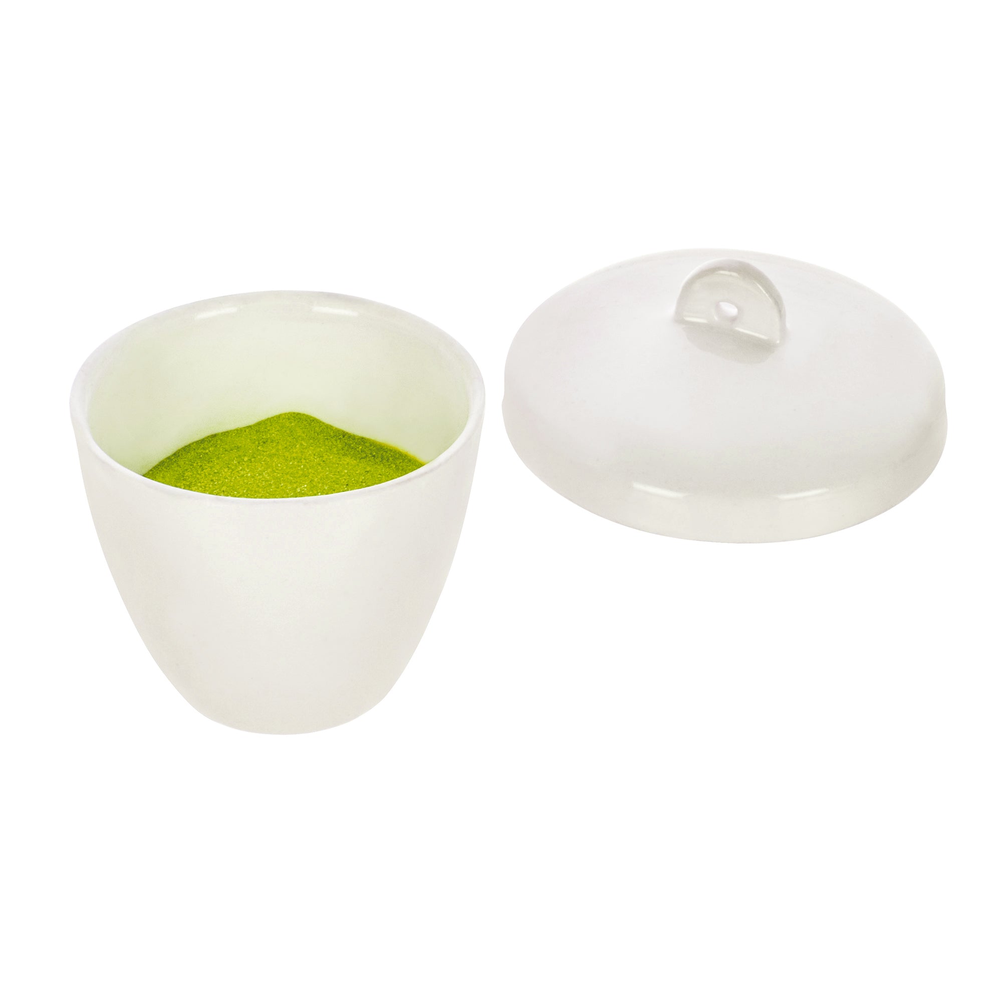 Crucible 30ml., Porcelain with lid, Tall - eiscoindustrial