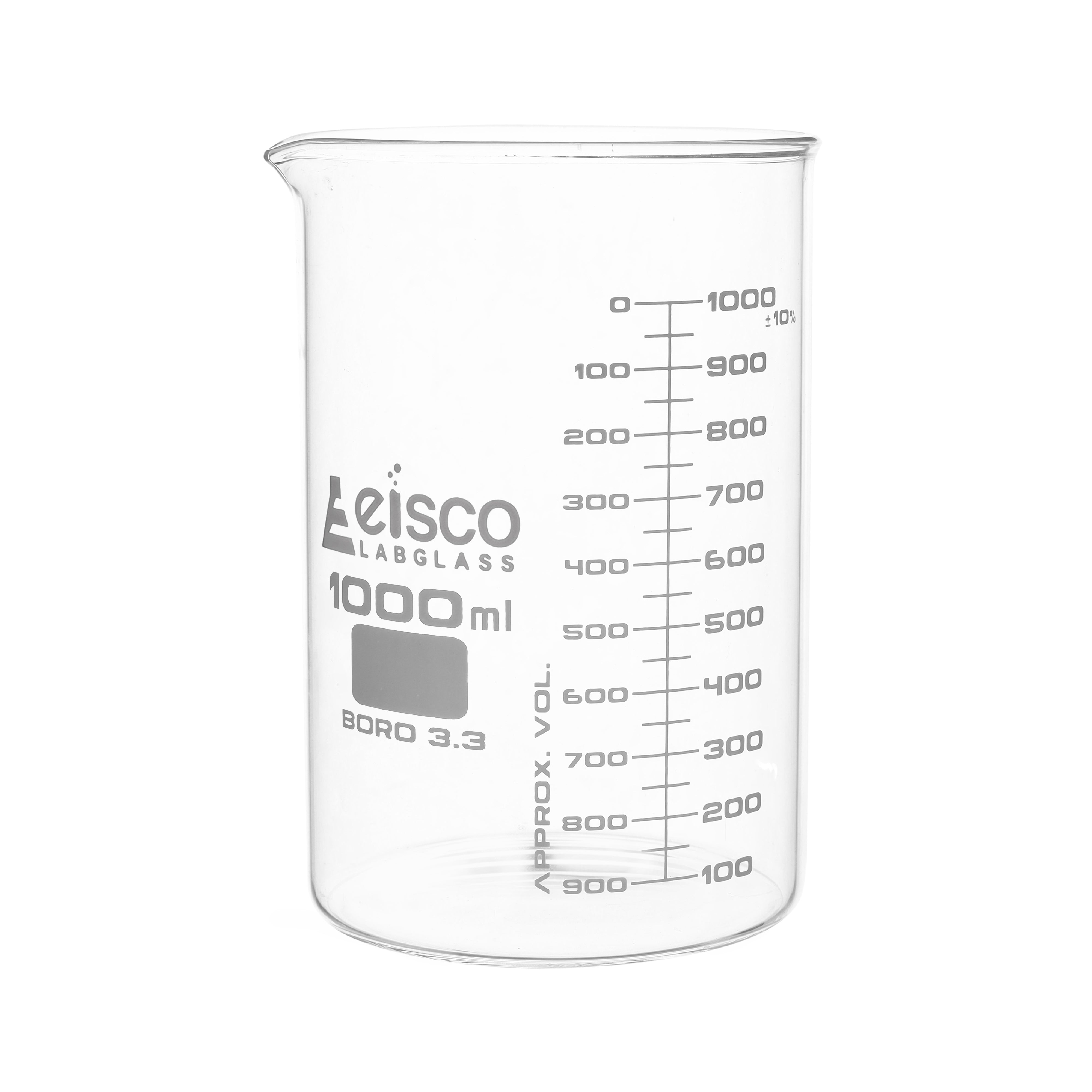 Beakers - Glass - ASTM, Low Form, with spout made of borosilicate glass, graduated 1000 ml - eiscoindustrial