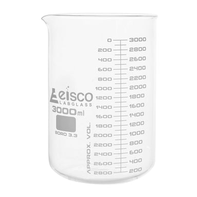 Beakers - Glass - ASTM, Low Form, with spout made of borosilicate glass, graduated 3000 ml - eiscoindustrial