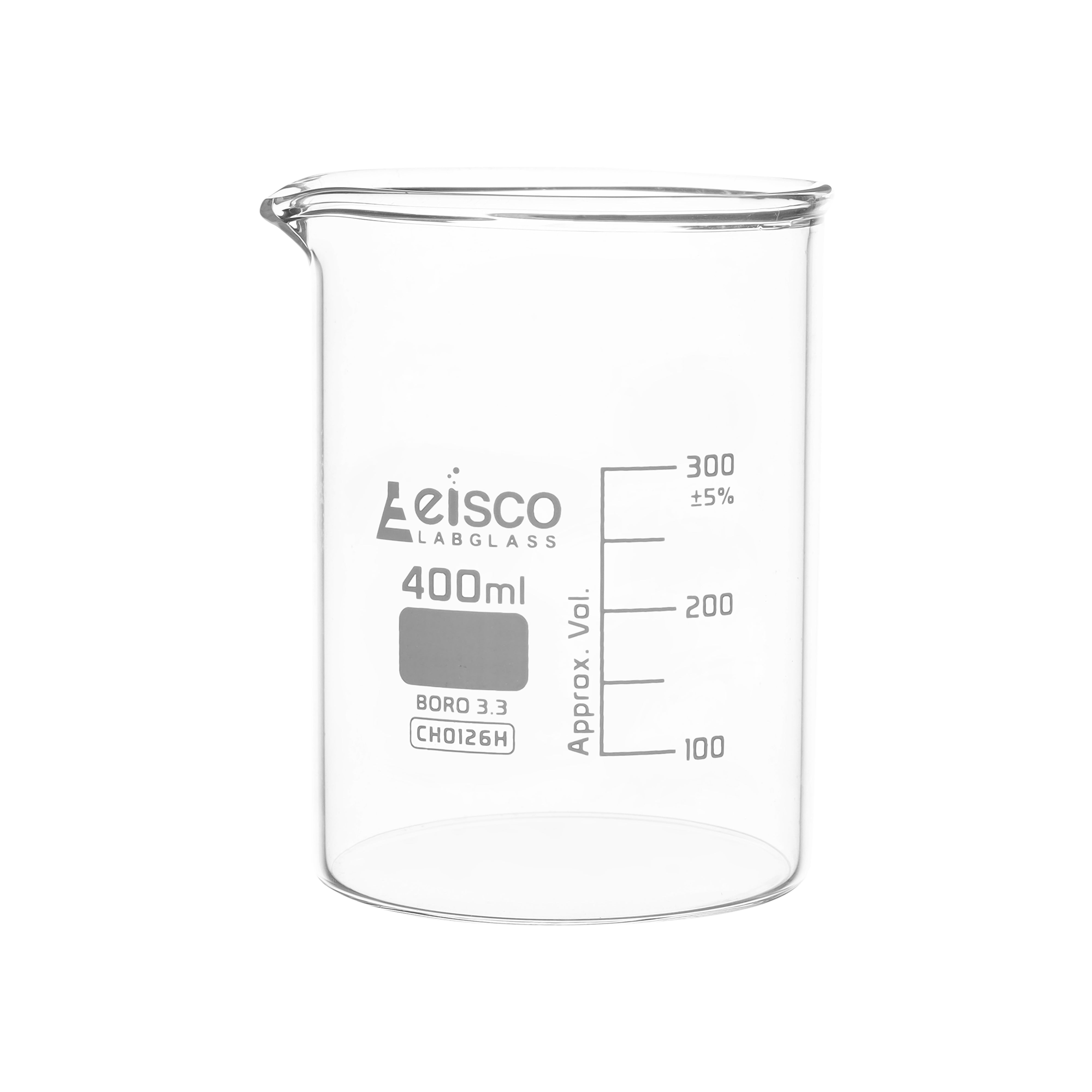 Beaker Low form, with spout made of borosilicate glass, graduated 400 ml - eiscoindustrial