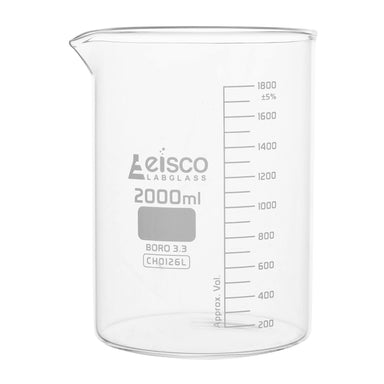 Beaker Low form, with spout made of borosilicate glass, graduated 2000 ml - eiscoindustrial