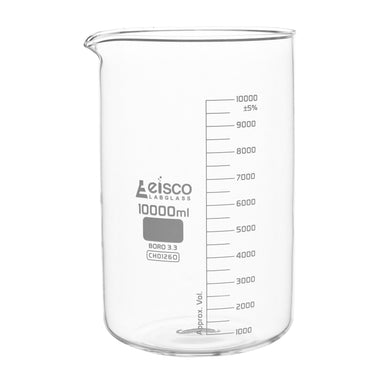 Beaker Low form, with spout made of borosilicate glass, graduated 10000 ml - eiscoindustrial