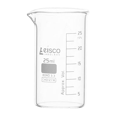 Beaker Tall form, with spout made of borosilicate glass, graduated 25 ml - eiscoindustrial