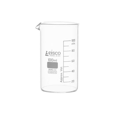 Beaker Tall form, with spout made of borosilicate glass, graduated 100 ml - eiscoindustrial