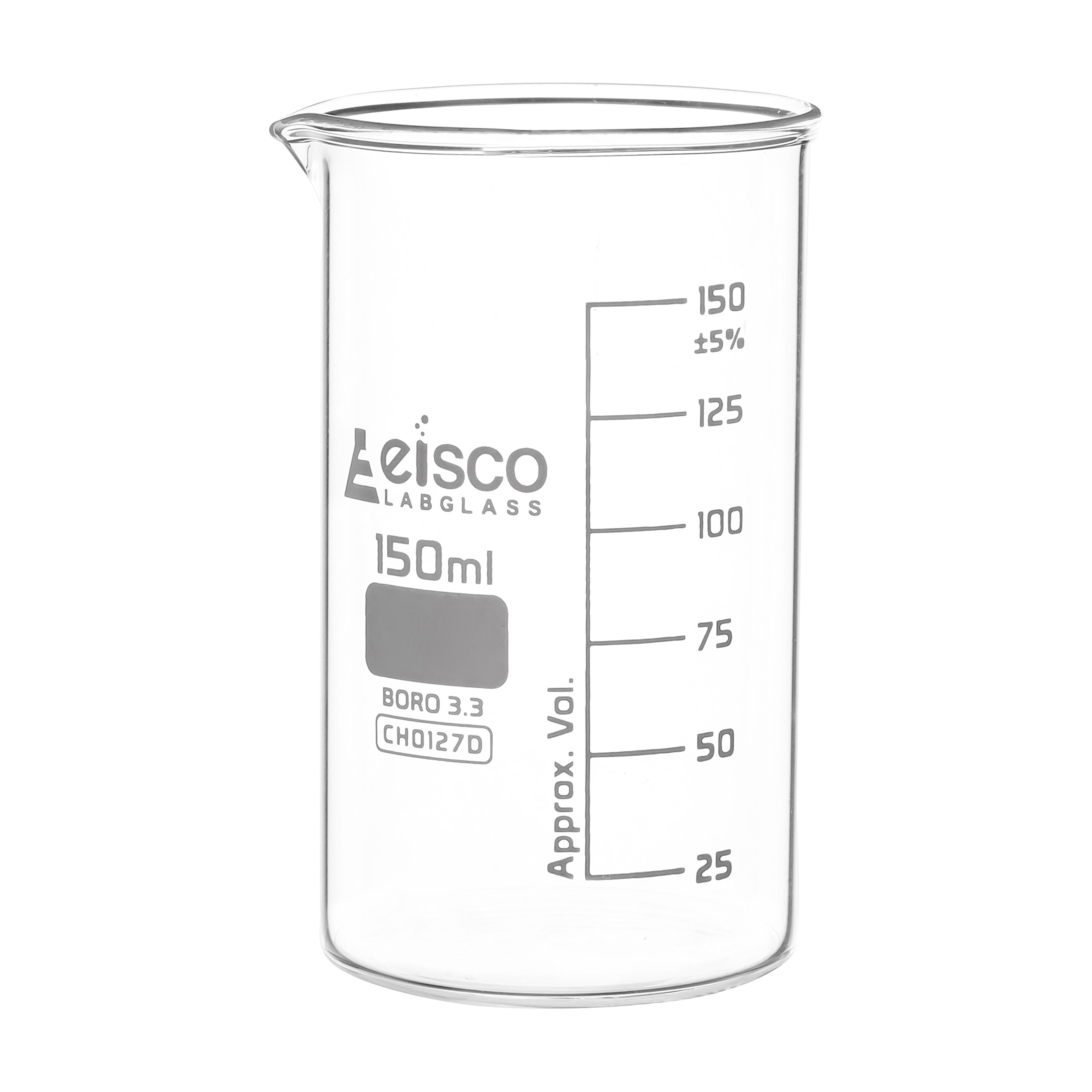 Beaker Tall form, with spout made of borosilicate glass, graduated 150 ml - eiscoindustrial