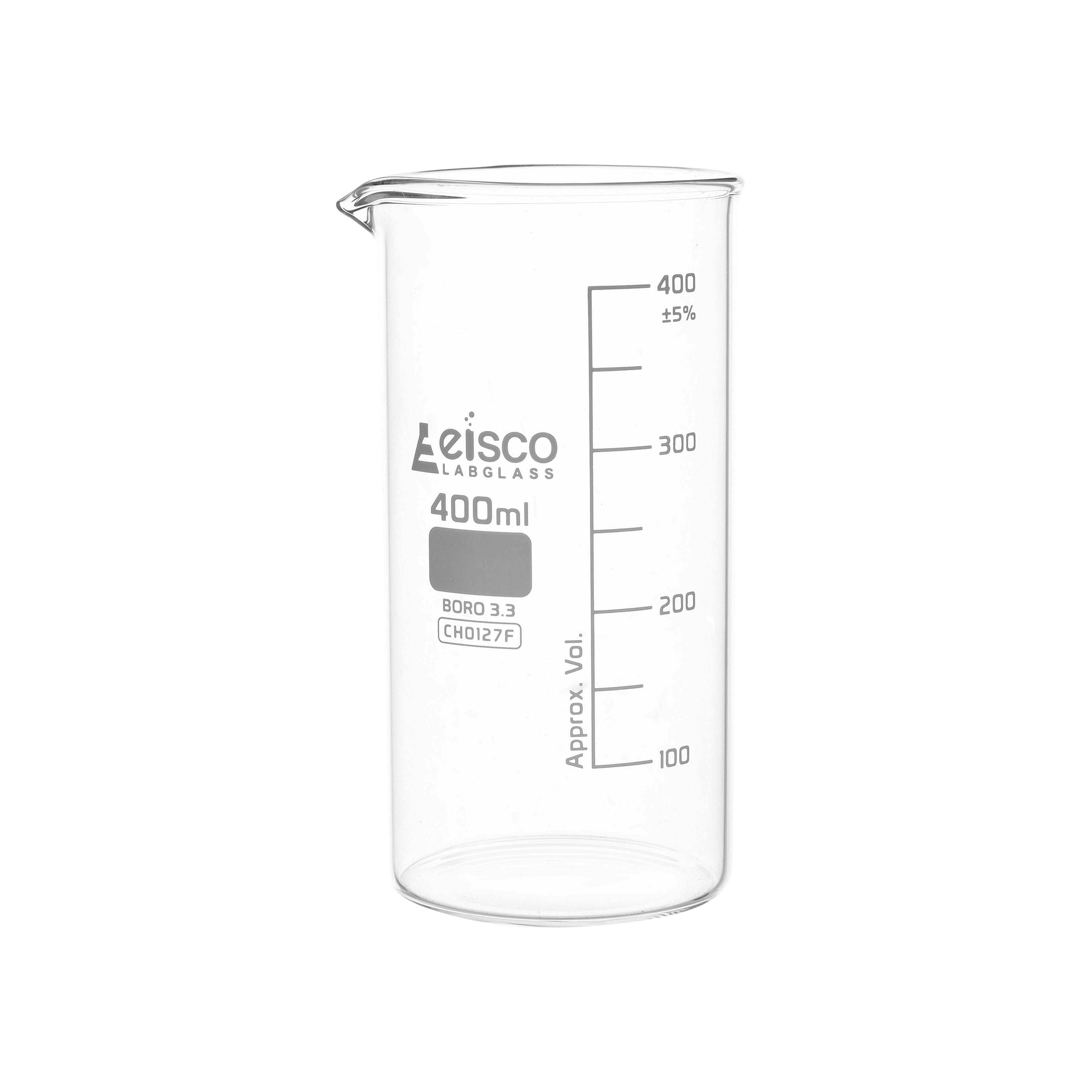 Beaker Tall form, with spout made of borosilicate glass, graduated 400 ml - eiscoindustrial