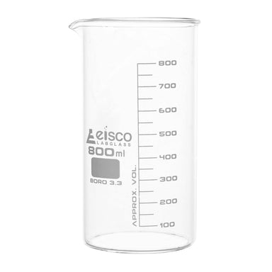 Beaker Tall form, with spout made of borosilicate glass, graduated 800 ml - eiscoindustrial