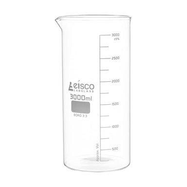 Beaker Tall form, with spout made of borosilicate glass, graduated 3000 ml - eiscoindustrial