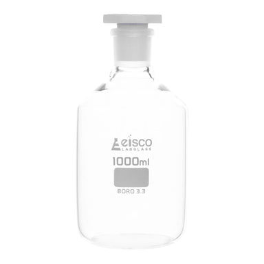 Bottle Reagent, made of borosilicate glass, narrow mouth with acid proof polypropylene stopper , socket size 29/32 1000 ML - eiscoindustrial