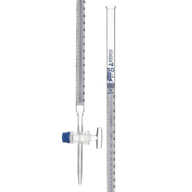 Burettes Schellbach-single bore, glass stopcock, capacity 50ml, Sub. Div. 0.10ml Tolerance ± 0.05ml, class 'A', Blue Graduation - eiscoindustrial