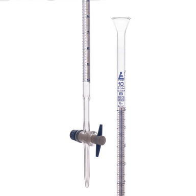 Burettes Schellbach-PTFE key stopcock, capacity 10ml, Sub. Div. 0.05ml Tolerance ± 0.05ml, class 'B' - eiscoindustrial