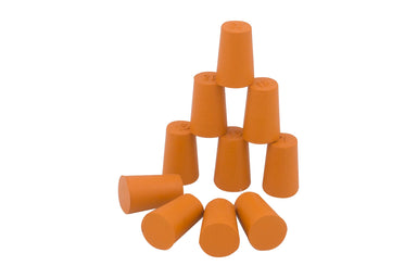 Stopper Rubber, bottom 6mm, top 9mm, length 16mm, pk of 10,with one hole - eiscoindustrial