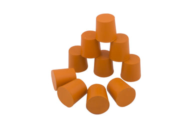 Stopper Rubber, bottom 21mm, top 24mm, length 28mm, pk of 10,with two hole - eiscoindustrial