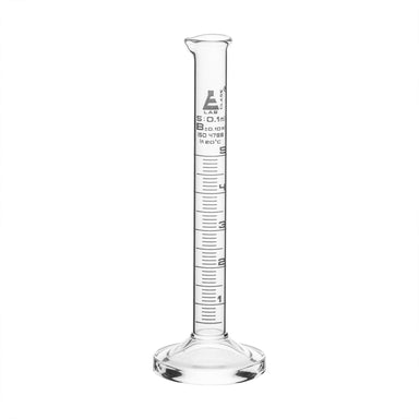 Cylinder Measuring Graduated, cap. 5ml, class 'B', round base with spout, borosilicate glass, White Graduation - eiscoindustrial