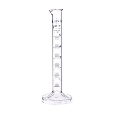 Cylinder Measuring Graduated, cap. 5ml, class 'B', round base with spout, borosilicate glass, Blue Graduation - eiscoindustrial