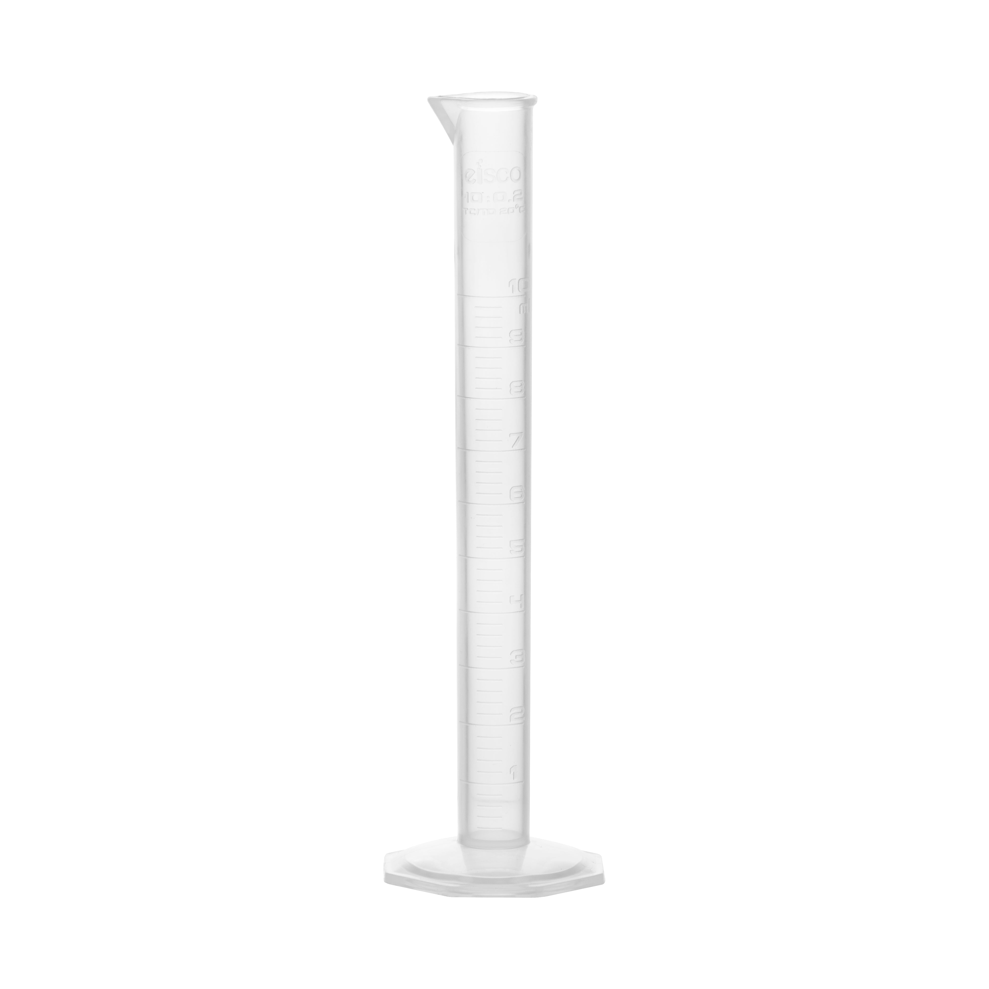 Cylinder Measuring Graduated-Octagonal base, cap. 10ml, Class B,Polypropylene - eiscoindustrial