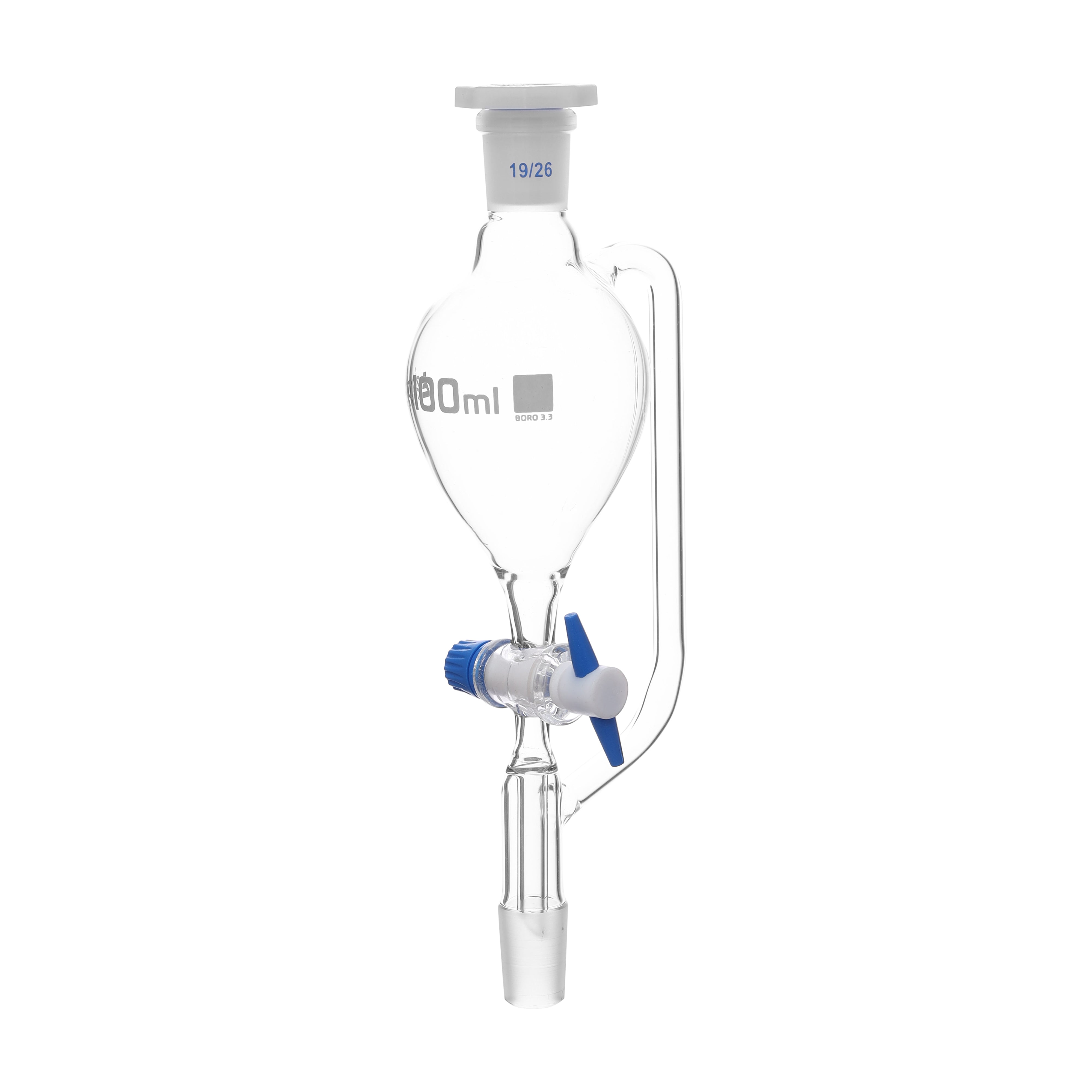 Funnel Separating -Pear Shaped, Pressure Equalising PTFE Key Stopcock 100 ml Scoket/Cone Size 19/26 - eiscoindustrial