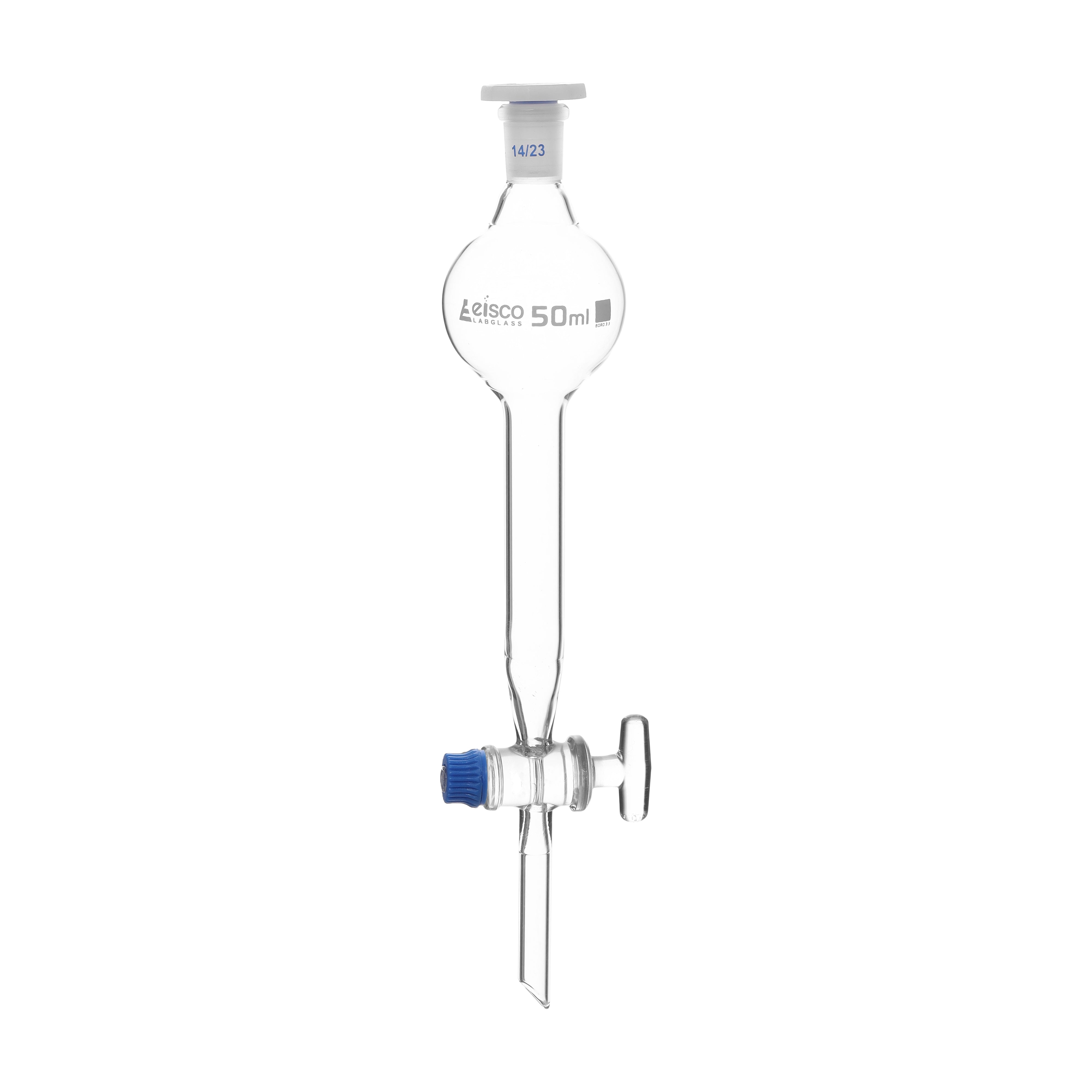 Funnel Separating - Gilson, cap. 50ml, Socket size 14/23, borosilicate glass with glass stopcock - eiscoindustrial