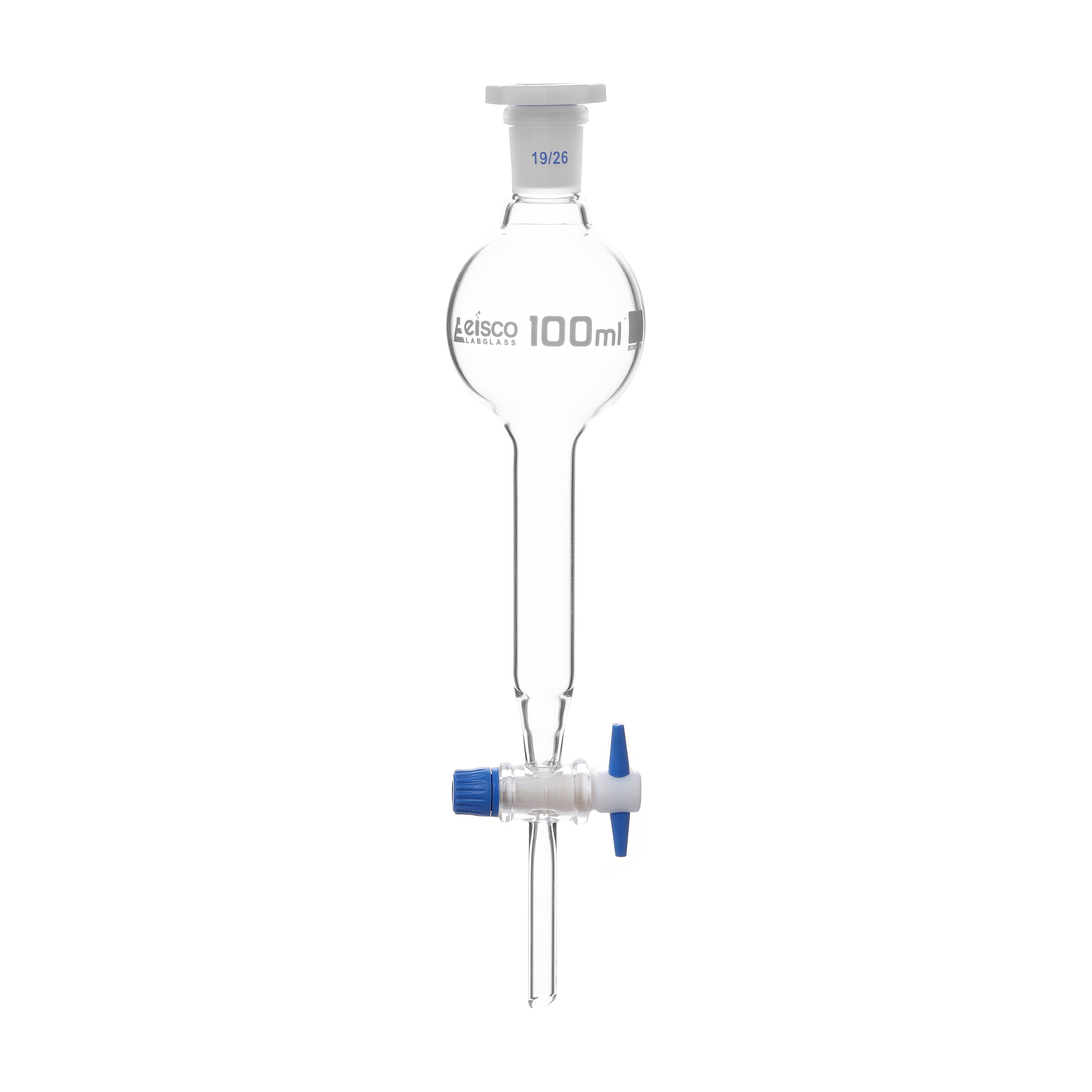 Funnel Separating - Gilson, cap. 100ml, Socket size 19/26, borosilicate glass with PTFE key stopcock - eiscoindustrial