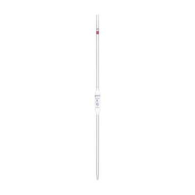 Pipette class 'B' 10ml, Borosilicate glass, Blue Printing bulb form, Red - eiscoindustrial