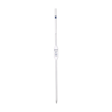 Pipette class 'B' 25ml, Borosilicate glass, Blue Printing bulb form, Blue - eiscoindustrial