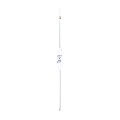 Pipette class 'A' 100ml, Borosilicate glass, Blue Printing bulb form, Yellow - eiscoindustrial