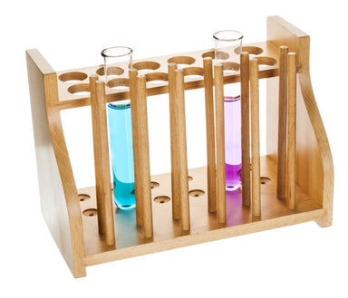 Test Tube Support - 12 place with draining pins, Wooden - eiscoindustrial