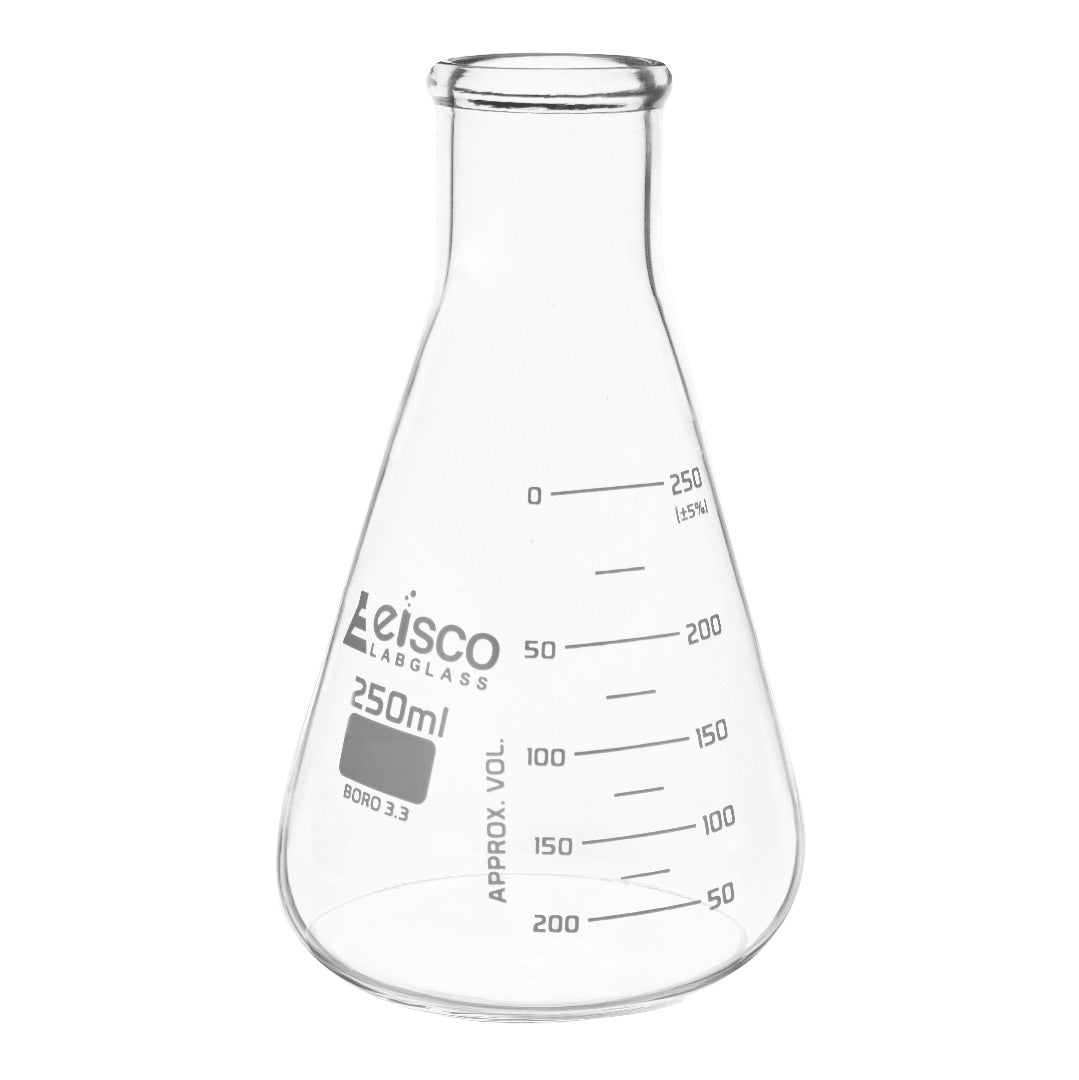 Flasks - Conical Erlenmeyer with Narrow Neck, ASTM Dual Scale 250ml - eiscoindustrial