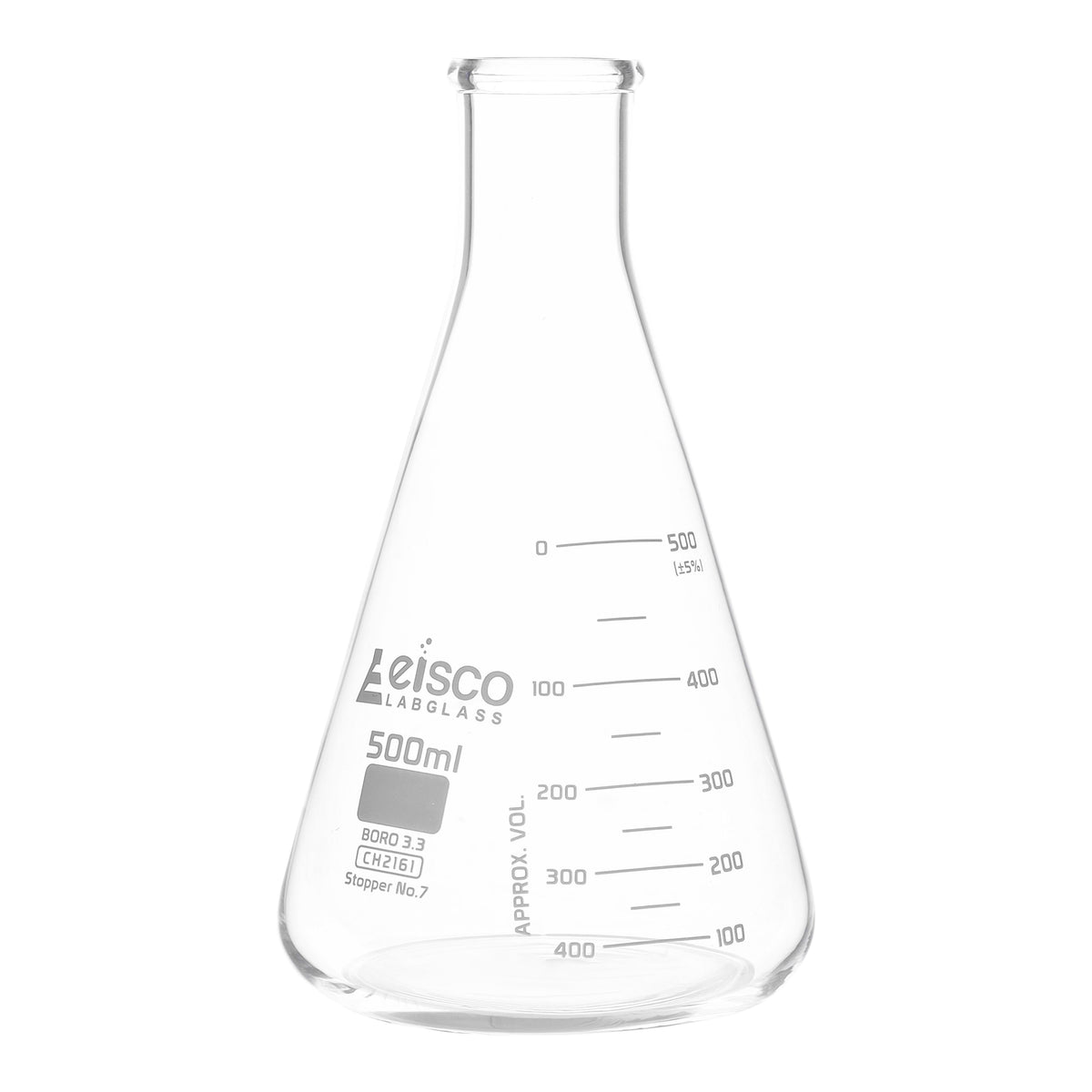 Flasks Conical Erlenmeyer with Narrow Neck, ASTM Dual Scale 500ml