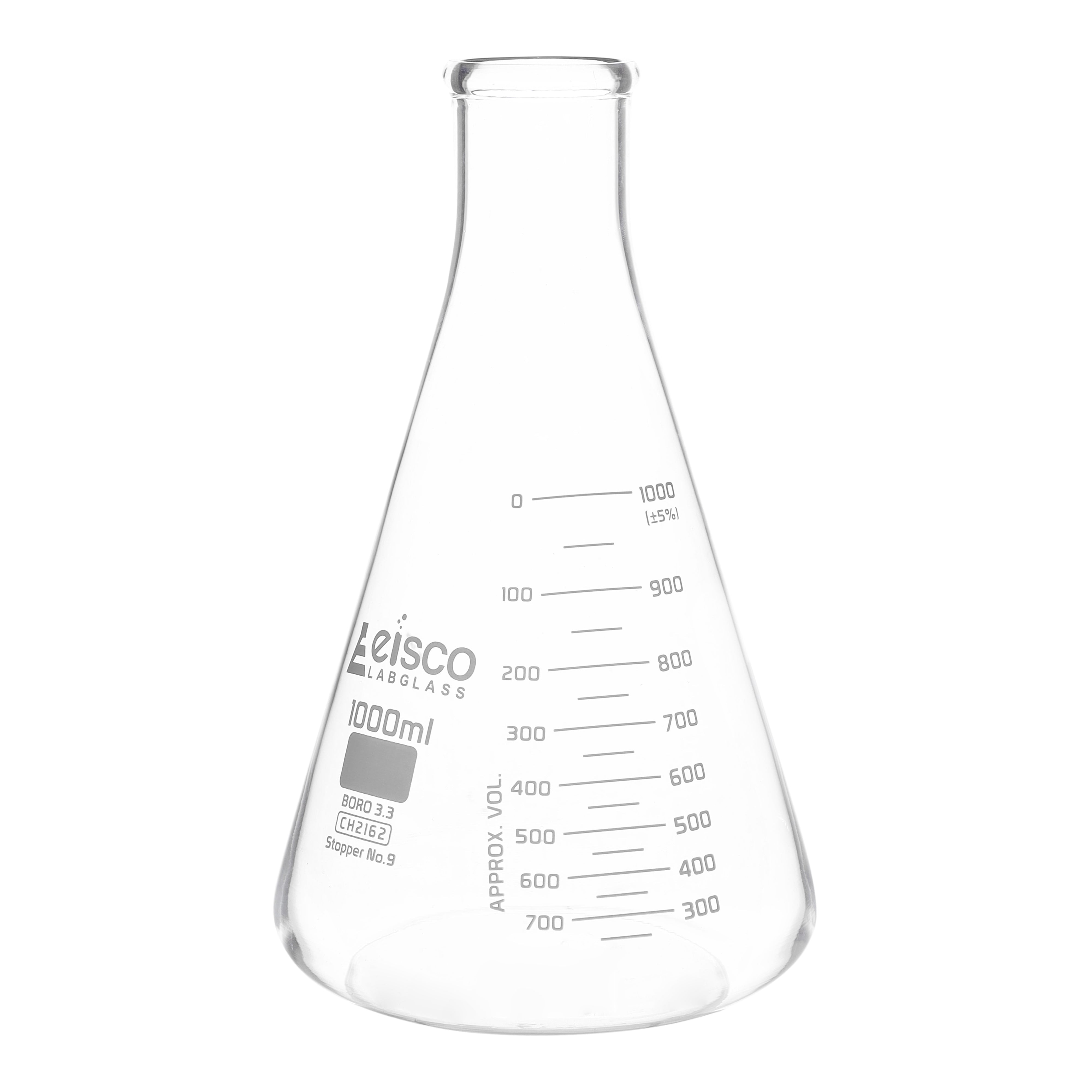 Flasks - Conical Erlenmeyer with Narrow Neck, ASTM Dual Scale 1000ml - eiscoindustrial