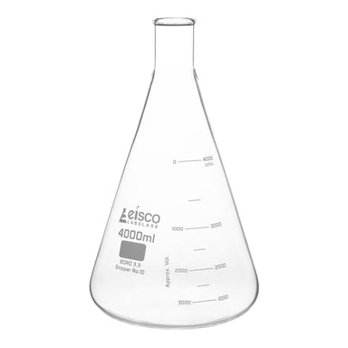 Flasks - Conical Erlenmeyer with Narrow Neck, ASTM Dual Scale 4000ml - eiscoindustrial