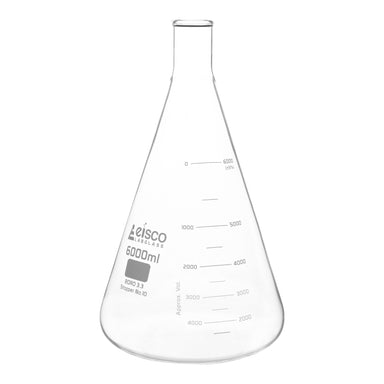 Flasks - Conical Erlenmeyer with Narrow Neck, ASTM Dual Scale 6000ml - eiscoindustrial