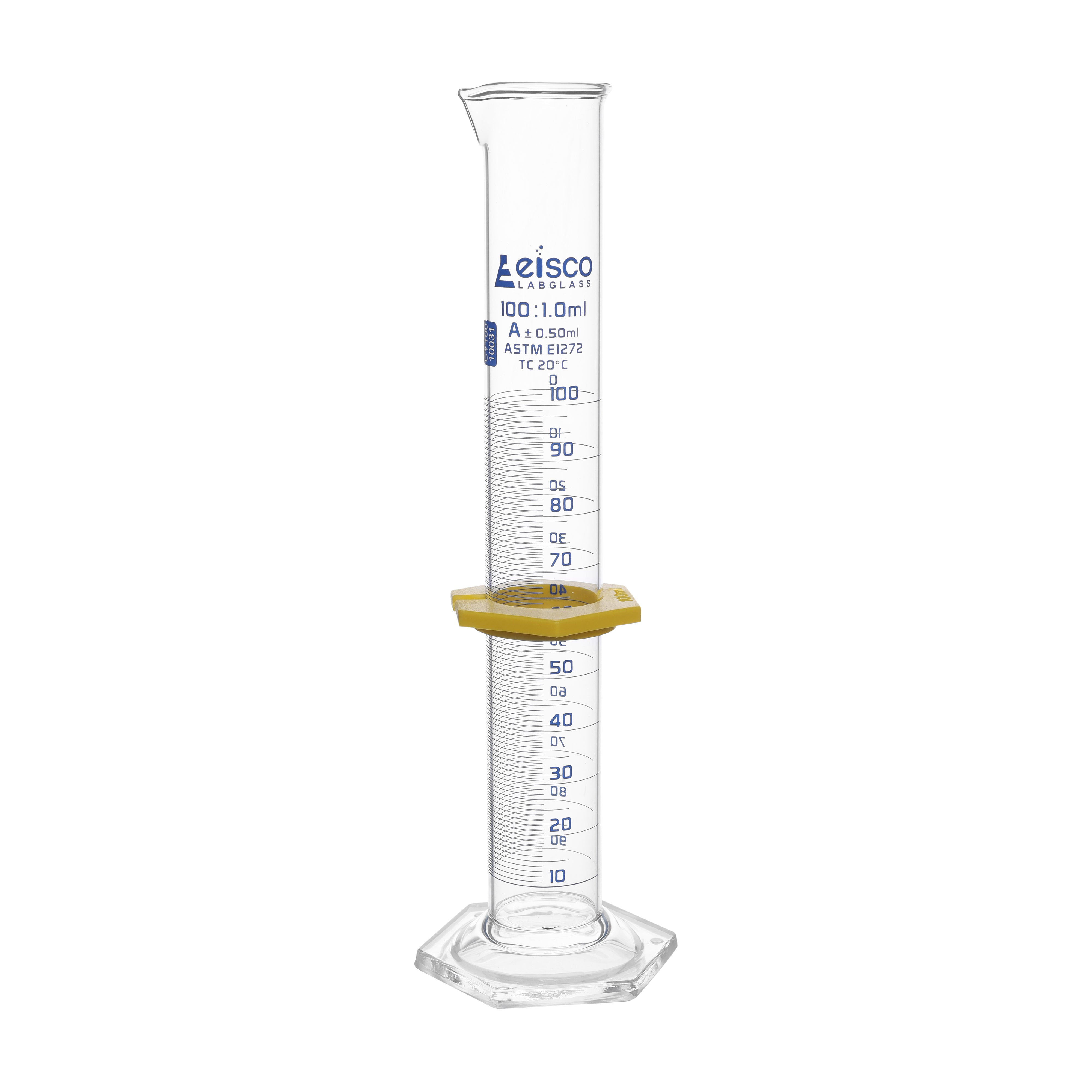 Graduated Cylinders - Glass, Class-A with Double Metric Scale, Capacity 100ml - eiscoindustrial