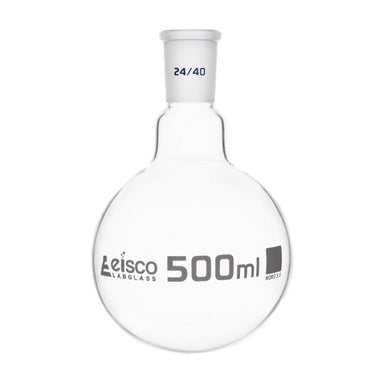 Flasks - Boiling Round Bottom with Short Neck and Interchangeable Joint, Capacity 500ml,24/40 - eiscoindustrial