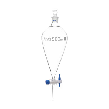 Squibb Separating Funnel - PTFE Key Stopcock,PE Stopper - ASTM, Capacity 500ml - eiscoindustrial