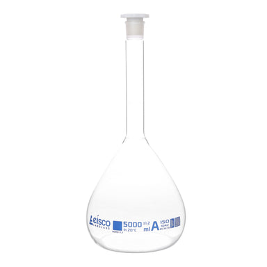 Flask - volumetric 5000ml Class-A with PE Stopper, QR coded - eiscoindustrial