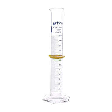 Graduated Cylinders - Glass, Class-A With Hexagonal Base and Guard - ASTM, QR coded, 250ml - eiscoindustrial